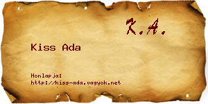Kiss Ada névjegykártya